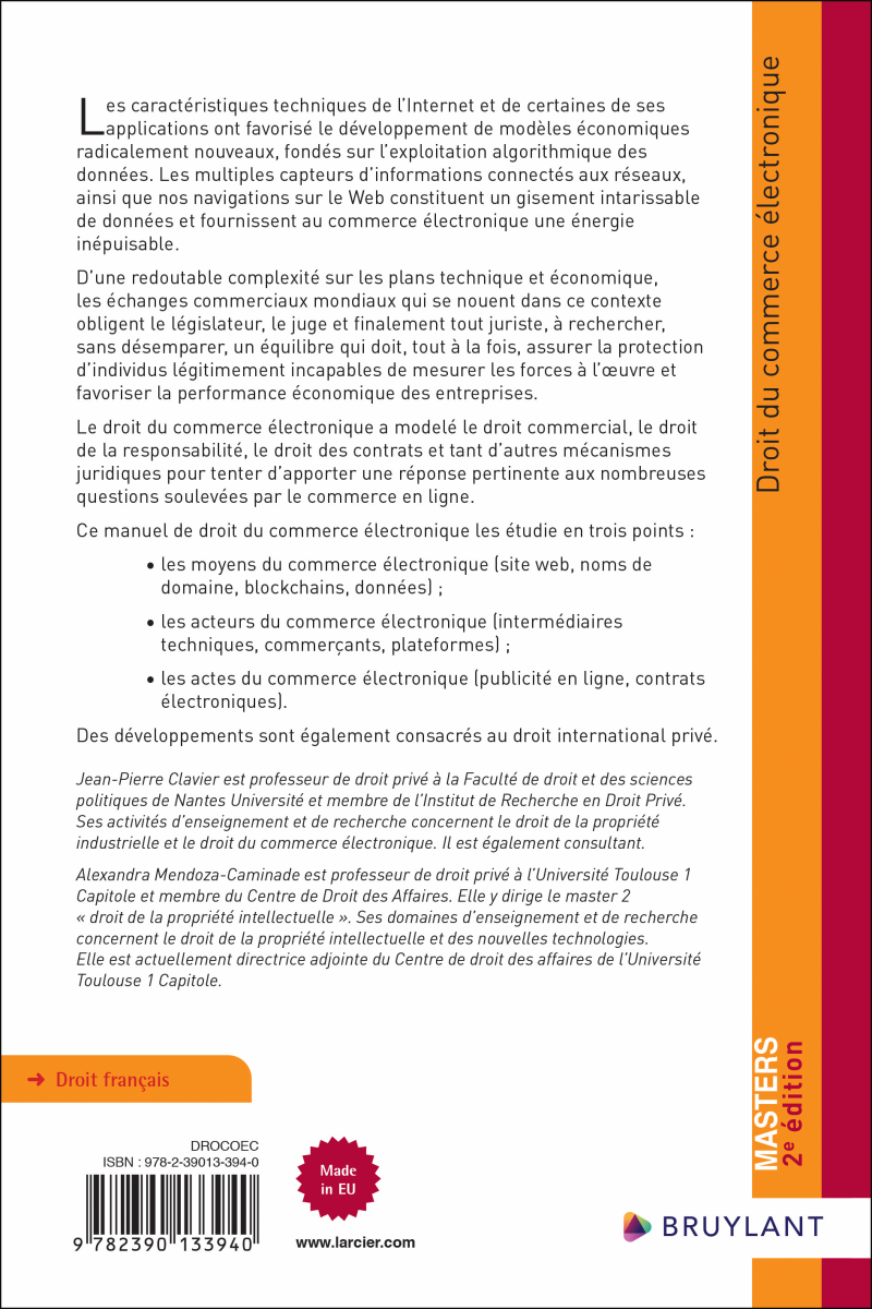 Droit du commerce électronique ~ Ouvrage ~ Larcier-Intersentia